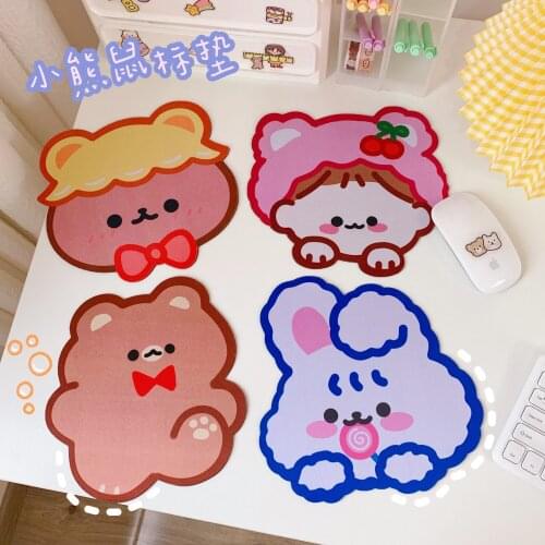 Kawaii Bear Rabbit Desk Mat Japan and South Korea Soft Mouse Pad INS Student Desktop Mouse Pad Waterproof Anti-skid Pad