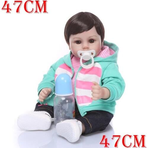 Bebes reborn doll 47cm soft silicone reborn baby dolls girl toddler newborn dolls for child birthday gift menina bonecas