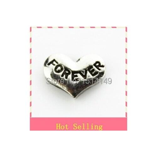 Hot selling silver heart forever floating charms living glass floating memory charms