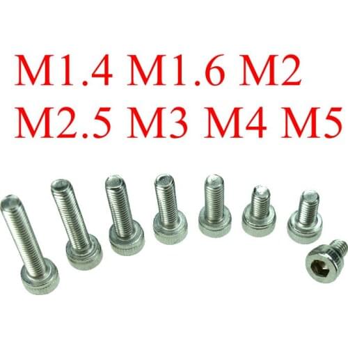 M1.4/M1.6 M2/M2.5M3/M4/M5 DIN912 304 Stainless Steel Hexagon Socket Head Cap Screws Inner Hex Socket Bicycle Bolt Metric Thread