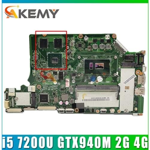 For ACER A515-51G A615-51G A315-53G Laptop motherboard C5V01 LA-E892P CPU i5 7200U GPU GTX940M 2G 4G RAM DDR4 Test OK Mainboard