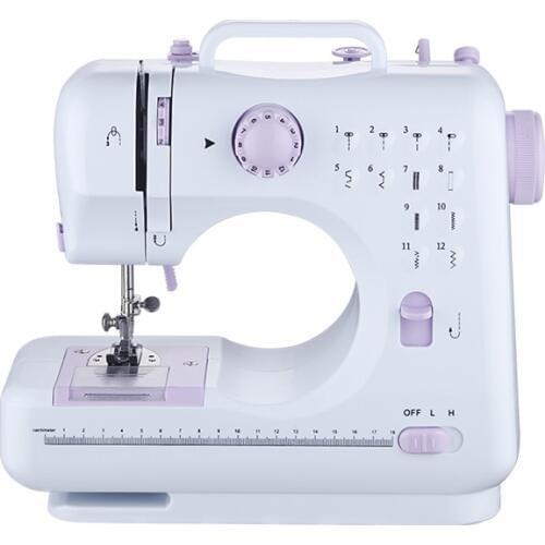 Mini 12 Stitches Sewing Machine Household Multifunction Double Thread And Speed Free-Arm Crafting Mending LED