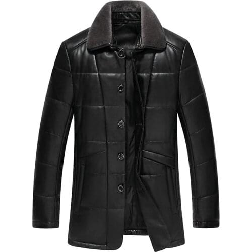 Genuine Winter Down Sheepskin Coat Men Leather Jacket Chaqueta Cuero Hombre C567A10361 KJ1115