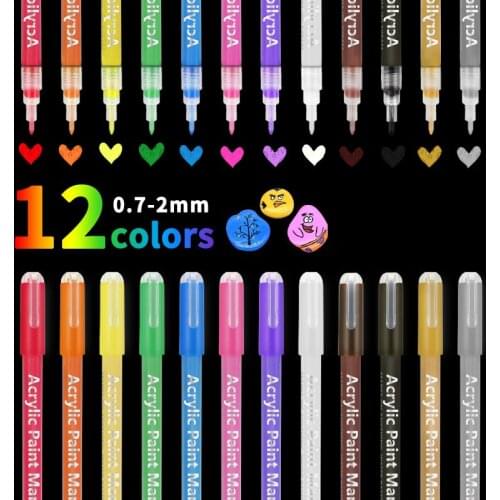 28 Colors Acrylic Marker Pen Set 0.7mm Water-Based Paint Pen DIY Hand-Painted Pen Fabric Canvas Metal Stone Ceramic Marker Pen
