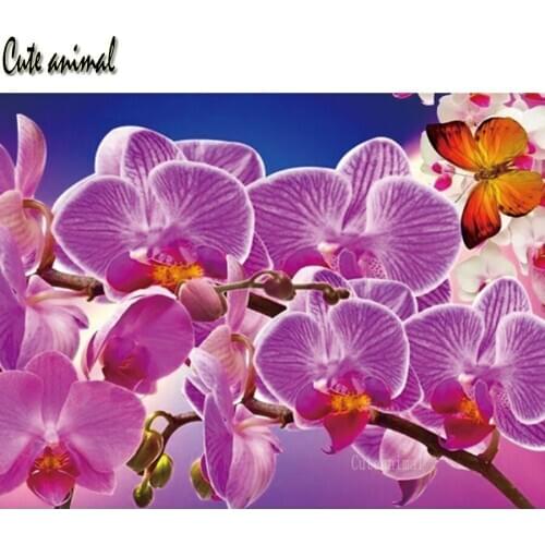 DIY Magnolia purple flower butterfly Diamond Embroidery Full Drill Square Round rhinestone Diamond painting cross stitch kit