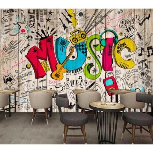 Custom Wallpaper 3d Photo Mural Ancient Hooks Handmade Graffiti Music Bar Cafe TV Background Wall Hotel papel de parede 3d обои