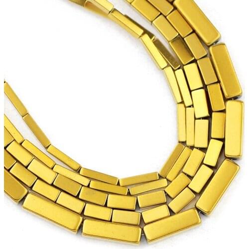 Natural Stone Rectangle Cuboid Gold Hematite Beads 4/6/9MM Square Spacer Loose Beads For Jewelry Making Diy Bracelet Findings