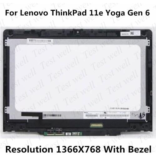 Original 11.6" LCD Touch Screen Digitizer Assembly For Lenovo ThinkPad 11e Yoga Gen 6 20SE 20SF LED Matrix Display Replacement