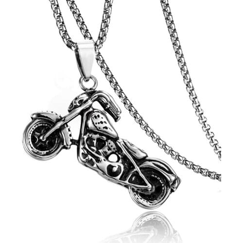 Retro Gothic Punk Motorcycle Design Pendant Necklace For Men Jewelry Accessories Party Gift Fashion Men Necklace