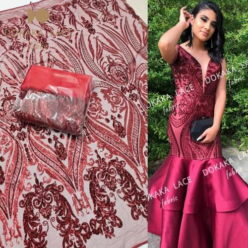 Latest Fashion 2.5+2.5 Yards Sequins And Satin Lace Fabrics Guinea French Noble Lady Evening Party Swiss Voile Sequined Sewing