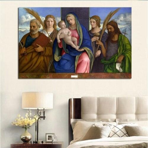 Virgin Mary Poster Wall Art Canvas Painting Our Lady Poster and Prints Catholic Home Decor Wall Pictures Room Decoration Mural
