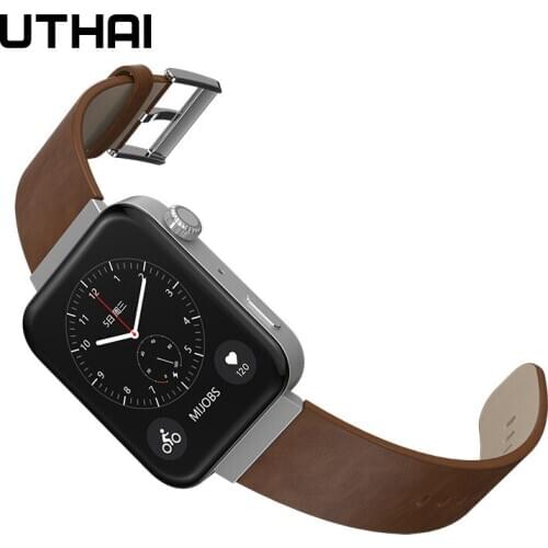 UTHAI P83 Watchband Cowhide strap 18mm watch strap for Mi Watch First layer leather cowhide Quick release spring bar
