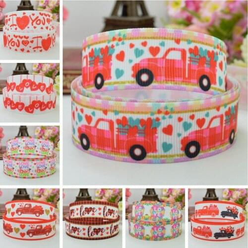 SUPWRF 22mm 7/8" Valentines Day car I LOVE YOU Printed grosgrain ribbon hair bow DIY hair accessories retail 10yards B0929