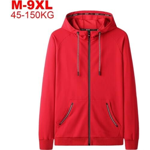 Plus Size 9xl Men Hoodies Zipper Up Casual Hip Hop Streetwear Mens Pullover Hooded Sweatshirts Male Hoodie Oversize Jacket Coats