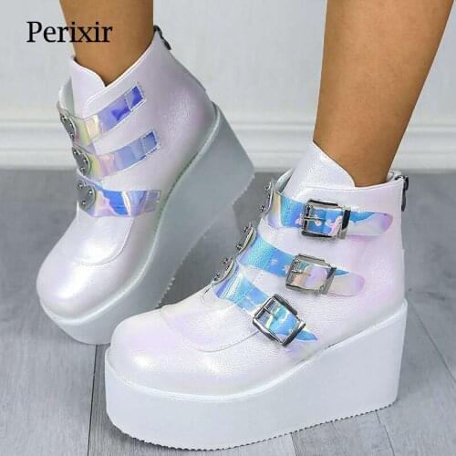 Perixir Womens Ankle Boots, High-Heeled Round Head Buckle, Decorative Womens Shoes 2021 New Spring And Autumn Platform Shoes