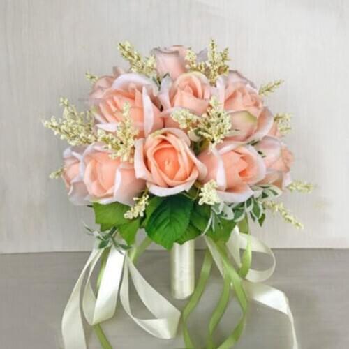 Perfectlifeo Bridal Bouquets Women Wedding Artificial Flower Bouquet Off White 20*21 Cm Handmade Flowers for Bridesmaid