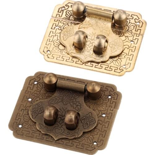 1Pc Antique Bronze Brass Box Hasp Lock Toggle Latch Buckles For Cabinet Drawer Cupboard Clip Clasp Furniture Hardware With Nail