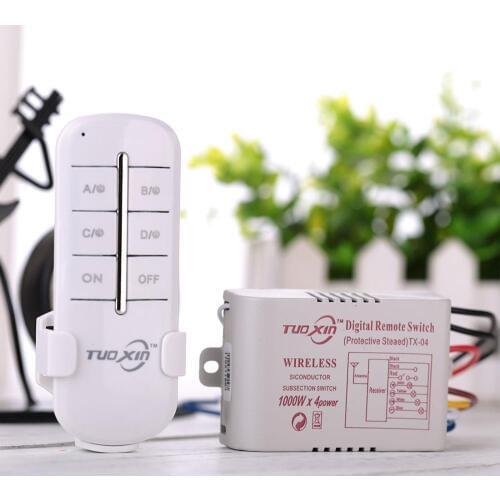 220V Remote Wireless Switch Waterproof RF Remote Control Light Switches No Wiring Needed Wall Push Button Lamp Fan ON/OFF Switch