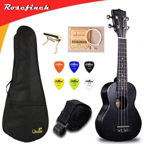 23 Inch Black Ukulele Concert Soprano Mini Guitar with Bag Capo String Strap Picks 2019 New Gift Hawaii Guitar UK2335A