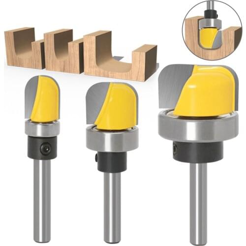 3PC/Set 1/4" 6.35MM 6MM Shank Milling Cutter Wood Carving 1/2" 3/4" 1-1/8" Diameter Bowl & Tray Template Router Bit Wood Cutting