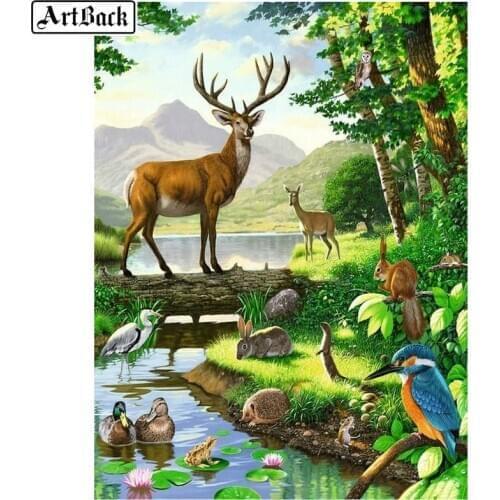5d diamond painting animal pattern full square deer bird diamond embroidery kit 3d round diamond mosaic wall sticker