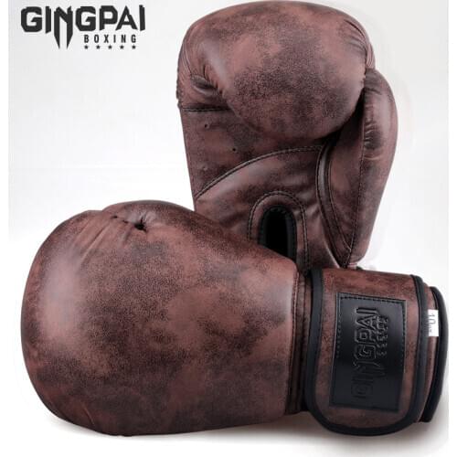 GINGPAI New Good Quality 6 8 10 12oz Kids Men Women Muay Thai Sanda Punching Bag Training MMA Boxing Gloves Solid Color