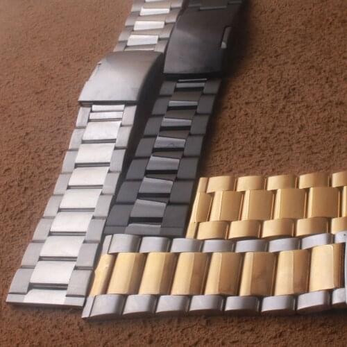 Solid links Stainless Steel Watchbands Silver Black Gold 22mm 24mm 26mm 28mm 30mm Metal Watch Band Strap Wrist Watches Bracelet