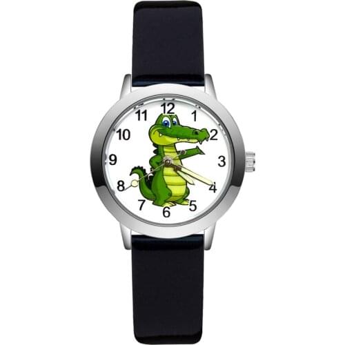 Fashion Cute Cartoon Dinosaur Style Childrens Watches Kids Student Girls Boys Quartz Leather Clock JA236