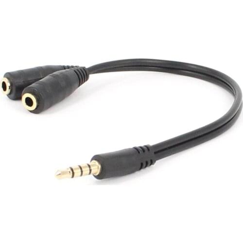 Black OPP packaging gold pin headphones one-in-two turn turn audio turn trans-wiring couple 3.5 2 cm 3.5 1 wiring double V5O2