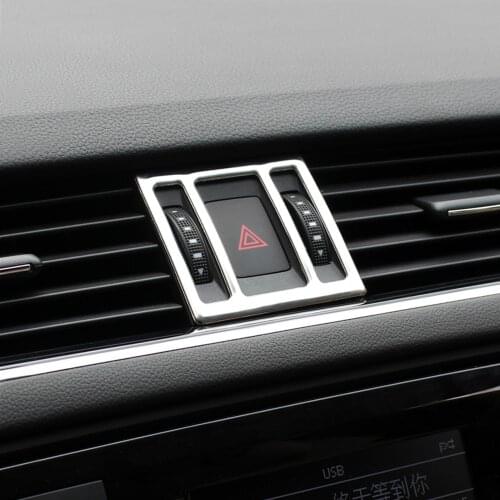 Stainless steel middle Car vent outlet decoration trim For VW Skoda Octavia A7 A 7 2015 auto accessories