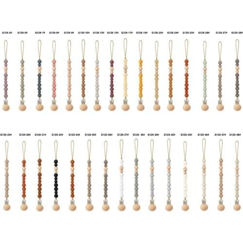 Baby Pacifier Clips Silicone Beads Pacifier Chain Infant Nipple Appease Soother Chain Clips Dummy Holder Nipple Clip