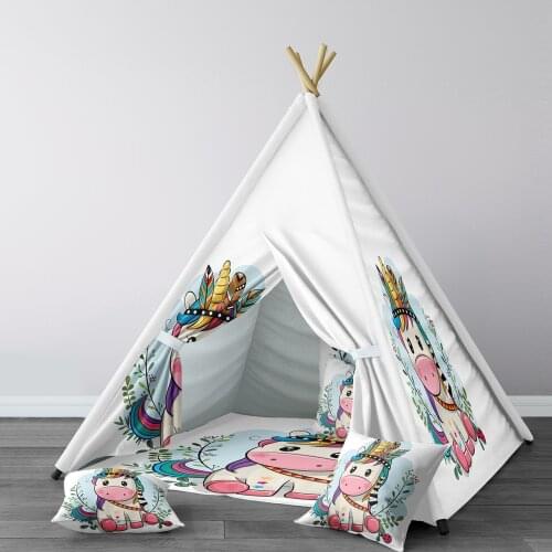 Play Tent for Kids Wigwam Portable Indoor Playground Tents Children Bedrooms White Beautiful Feather Model 243