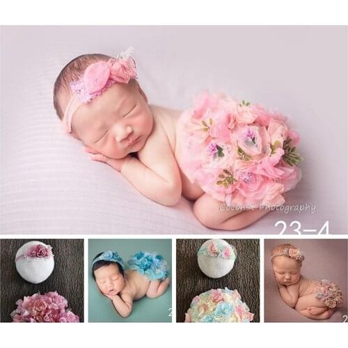 Coconut Newborn Photography Props clothing baby full moon hair belt round flower pad baby month child photo props clothes