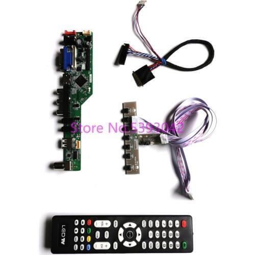 KIT fit LTN156AT05-J01/J08/S01/U09/W01/Y02 1366*768 remote VGA+AV+USB LCD screen 40-Pin LVDS Analog TV control drive board