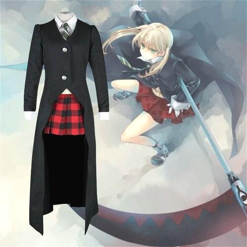 Anime Soul Eater Cosplay Costume Maka Albarn Cosplay Costumes Halloween Clothes Set For Women Coat+vest+shirt+skirt+tie