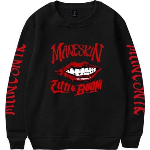 Personality Maneskin Print Loose O-neck Hoodies Fashion Unisex Sweatshirts Women/Men Clothes Turtlenecks Oversized Tops