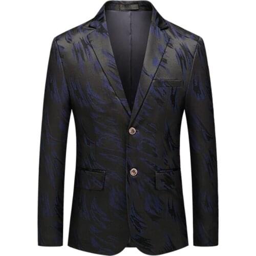 2020 Casual Blazer Navy For Men Stylish Stage Red Floral Pattern Wedding Dress Jacquard Mens Blazers 903