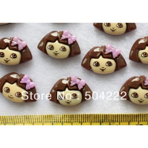 Set of 100pcs lavender bow Dora the Explorer flat back Resin Cab Cabochon kawaii for kids jewelry 24mm-SZ0085c
