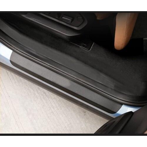 4pcs Door Threshold Plate Car Door Sill Step Plate Carbon Fiber Pu leather Car-Styling For Kia Cerato Stinger Sportage Niro Rio