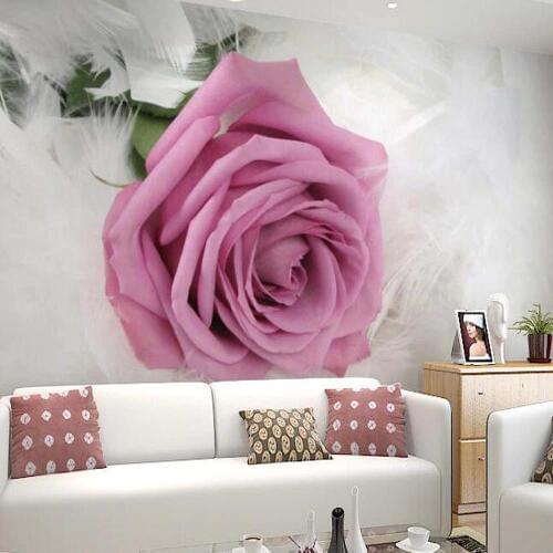 3D Customized Size Pink Rose Wall Mural Modern Art Painting Mural Wallpaper for Living Room flower Photo Wall Paper