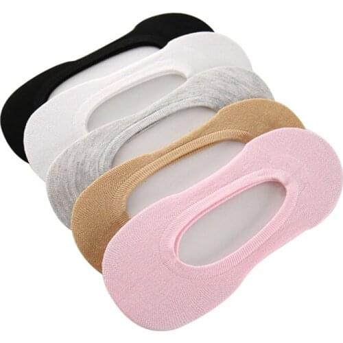 5pairs Invisible Womens Sock Slippers Woman Girls Slippers Socks Short No Show Socks Non-Slip Invisible Boat Socks Summer Meias