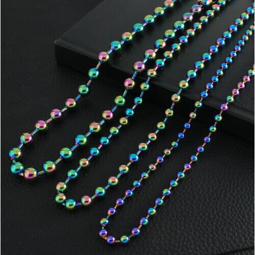 Wholesale Stainless Steel Jewelry Fashion Colorful 6MM 8Mm 10MM Bead Chain Necklace Design Vintage For Women NGEZAGBA