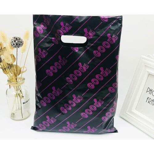 Hot Pink 'Good' Print Boutique Jewelry Gift Packaging Bag Plastic Shopping Bags With Handle 50pcs 25x25cm Black Plastic Pouches