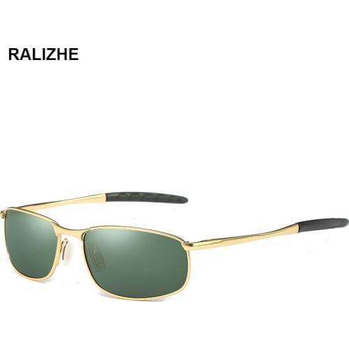 RALIZHE Polarized Sunglasses For Men Women Brand Designer Rectangle Driving Vintage Sun Glasses UV400 Gold Green Goggle Eyewear