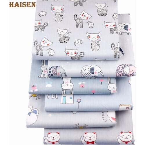 Gray Cartoon Series Printed Fabric Twill Cloth For DIY Sewing Quilting Baby&Child Bed sheet Clothes Textile Material By Meter