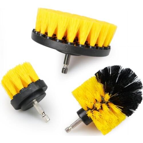 3Pcs/Set 2/3.5/4'' Electric Scrubber Brush Drill Brush Kit Plastic Round Cleaning Brush for Carpet Glass Car Tires Nylon Brushes