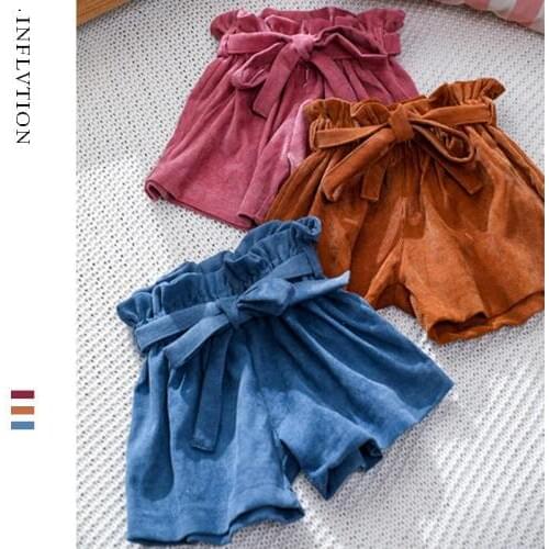 Baby Girls Shorts Corduroy Cotton Children Shorts Kids Shorts for Girls Clothes Toddler Girl Clothing Summer Spring Bow Shorts