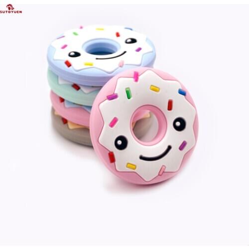 Sutoyuen 50pcs Baby Silicone Donut Teether BPA Free DIY Pendant Crafts Nursing Necklace Teething Chewable Toys Accessories