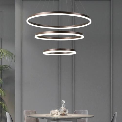 40CM 60CM 80CM Modern Pendant Lights For Living Room Dining Room Circle Rings Acrylic Aluminum Body LED Ceiling Lamp Fixtures