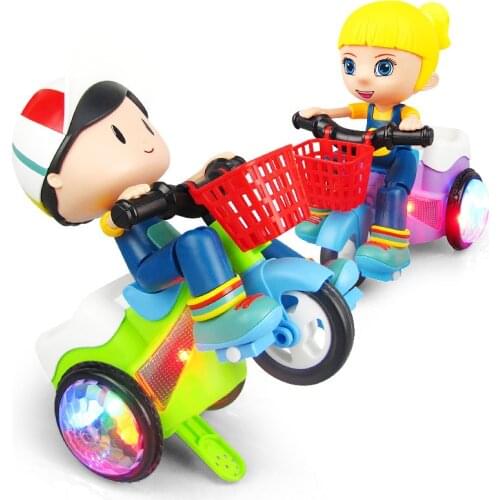 Boy Stunt Tricycle Rotating Music Lighting Toy Car Electric Toys For Children Girl Musical Toys Birthday Gift